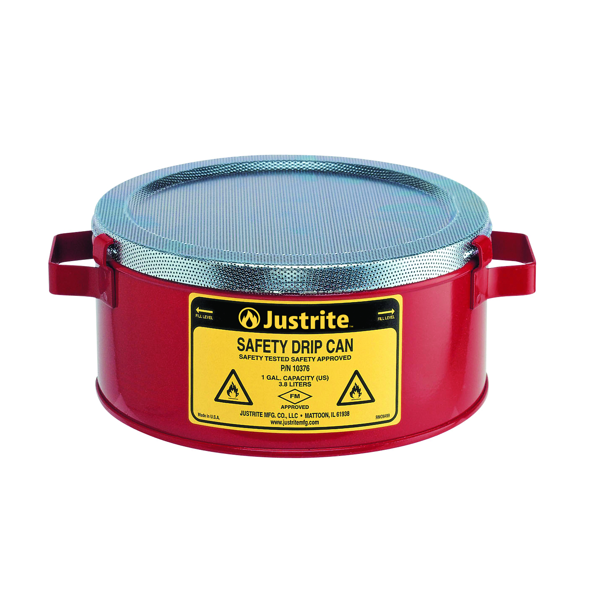 Justrite Steel Drip Can — 1 Gallon, Fire Baffle, Red, Model# 10376